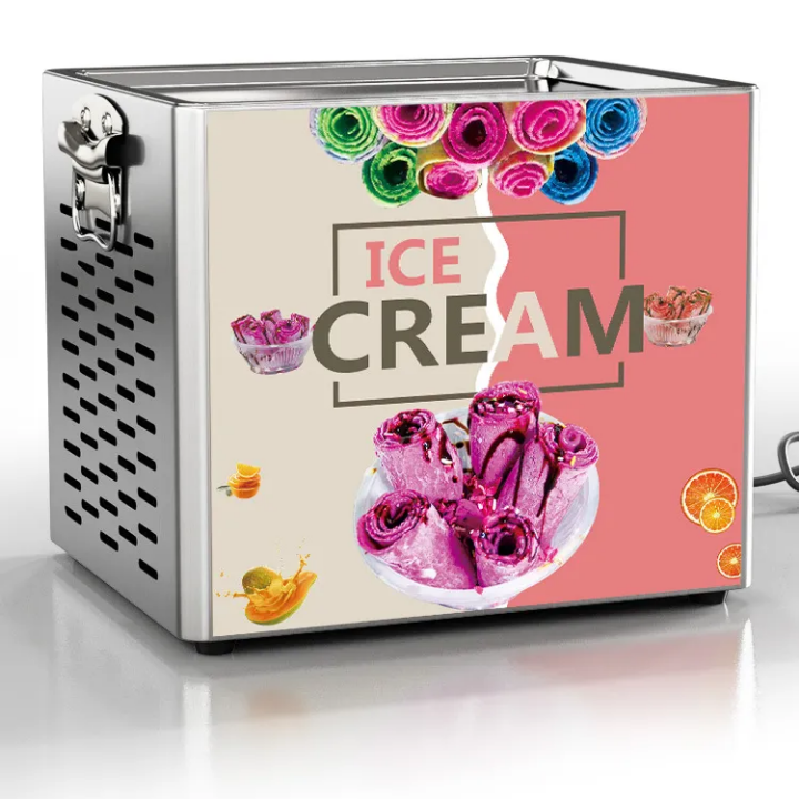 Stainless steel Flat Pan Instant Thailand Rolled Fried Ice cream making machine