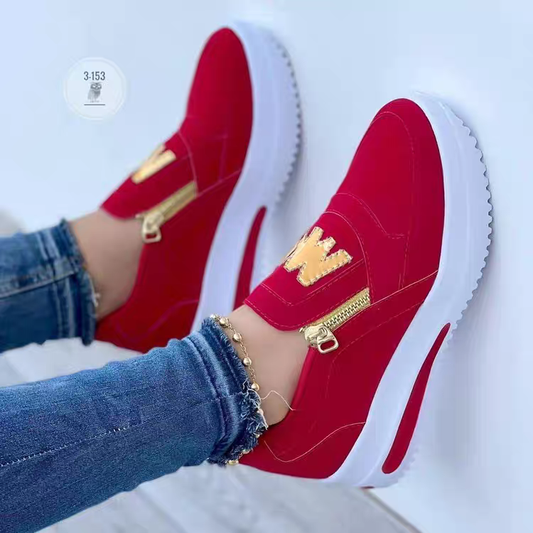 autumn new European and American casual shoes sports zipper low-top shoes