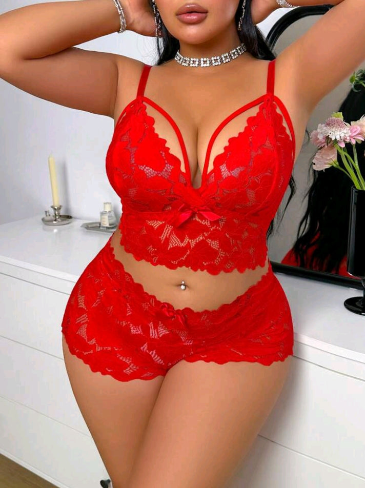 2pcs/Set Plus Size Women's Sexy Lace Lingerie Set