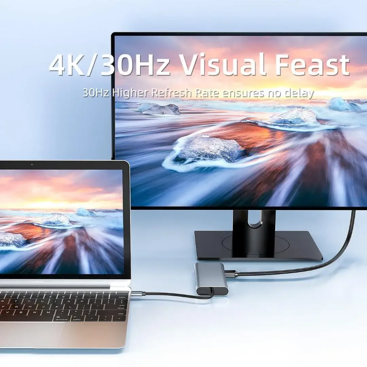 11 in 1 Type C USB HUB to 4K HDTV VGA RJ45 Adapter with PD TF SD AUX Dock Station