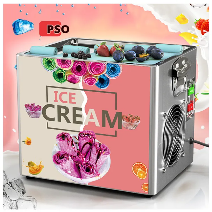 Stainless steel Flat Pan Instant Thailand Rolled Fried Ice cream making machine