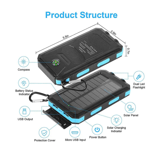 Waterproof Solar Power Bank 20000 mAh