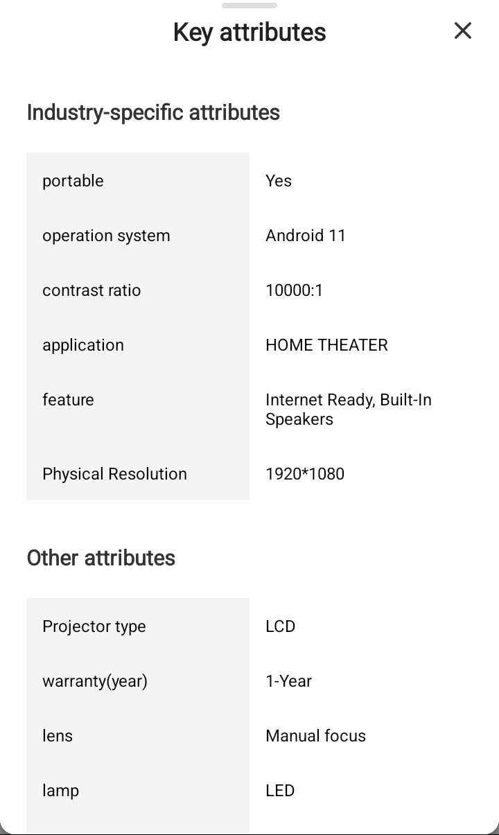 YDH-M7 Smart 4K Laser Projector 1050 Lumens Android  11 Infrared remote Control