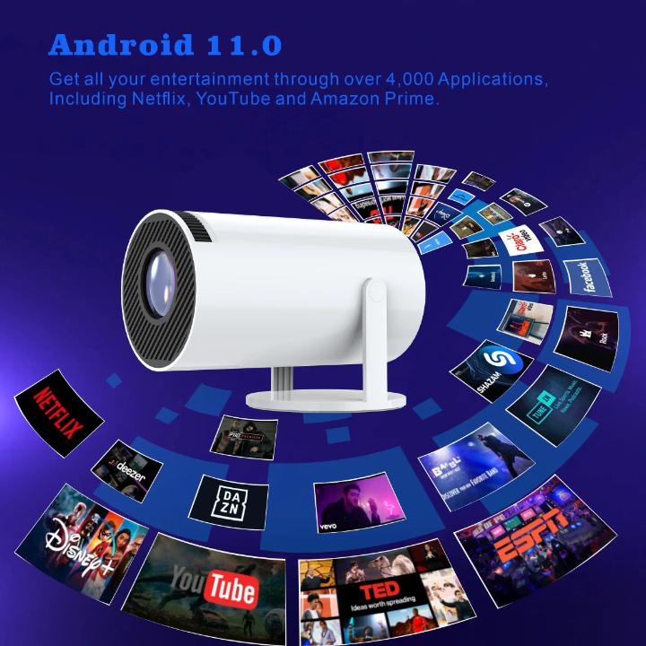 YDH-HY300 NEW H713 LUMENS 4K 130 INCH ANDROID BT DUAL WIFI PROJECTOR