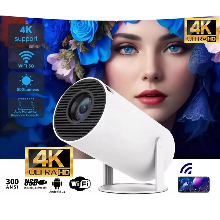 YDH-HY300 NEW H713 LUMENS 4K 130 INCH ANDROID BT DUAL WIFI PROJECTOR