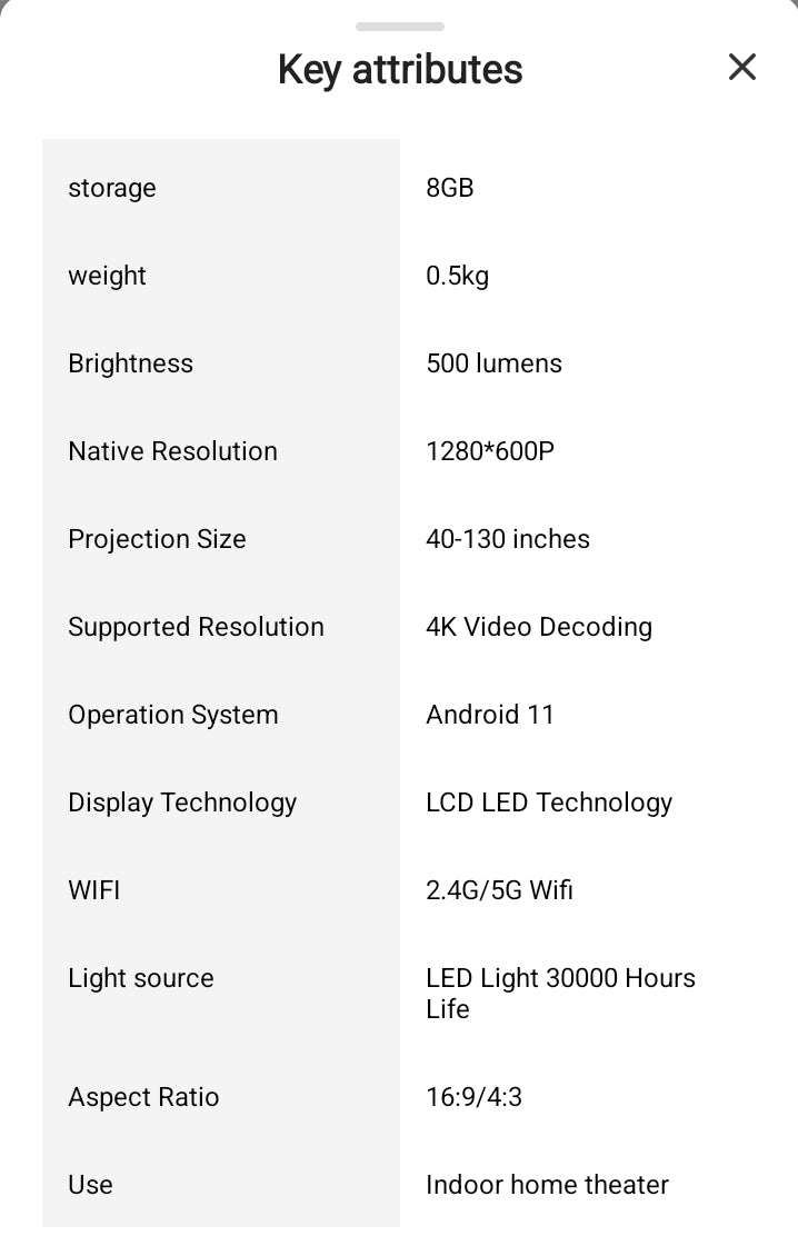 YDH-HY300 NEW H713 LUMENS 4K 130 INCH ANDROID BT DUAL WIFI PROJECTOR