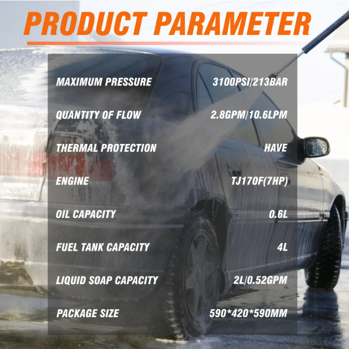 Multifunction 3100psi/213 bar 7Hp High Pressure washer machine 212cc gasoline