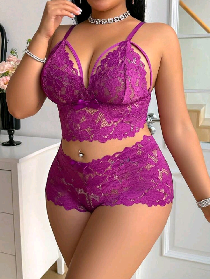 2pcs/Set Plus Size Women's Sexy Lace Lingerie Set