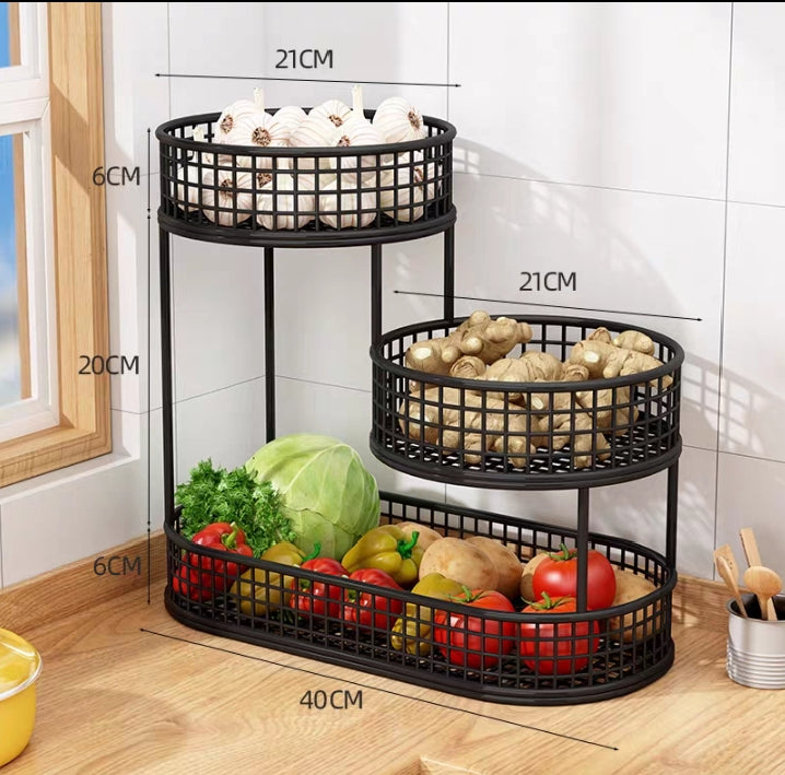 Kitchen countertop vegetable basket rack for storing ginger, scallions, garlic, and other vegetables;