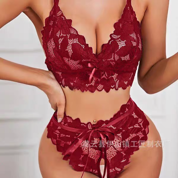 Underwear hollowed out large chest three-point two-piece set