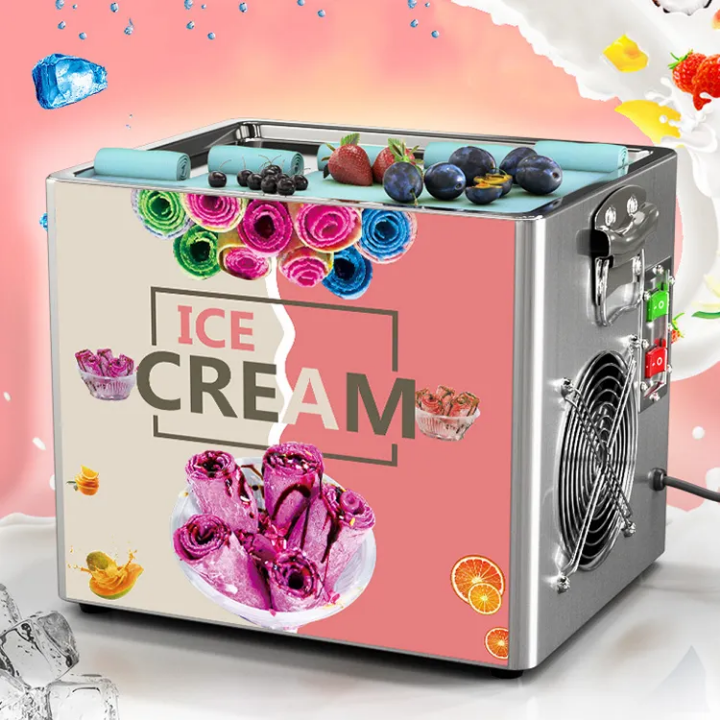 Stainless steel Flat Pan Instant Thailand Rolled Fried Ice cream making machine