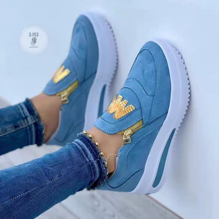 autumn new European and American casual shoes sports zipper low-top shoes