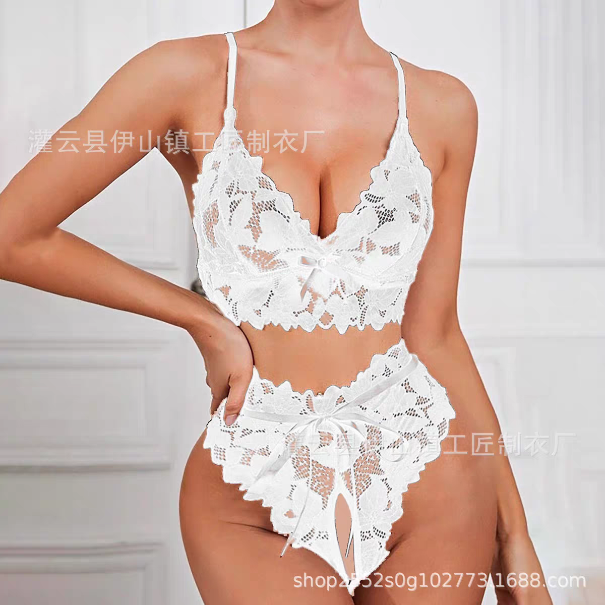 Underwear hollowed out large chest three-point two-piece set