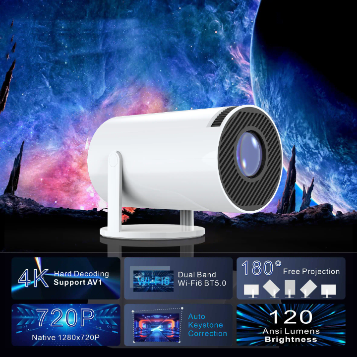 YDH-HY300 NEW H713 LUMENS 4K 130 INCH ANDROID BT DUAL WIFI PROJECTOR
