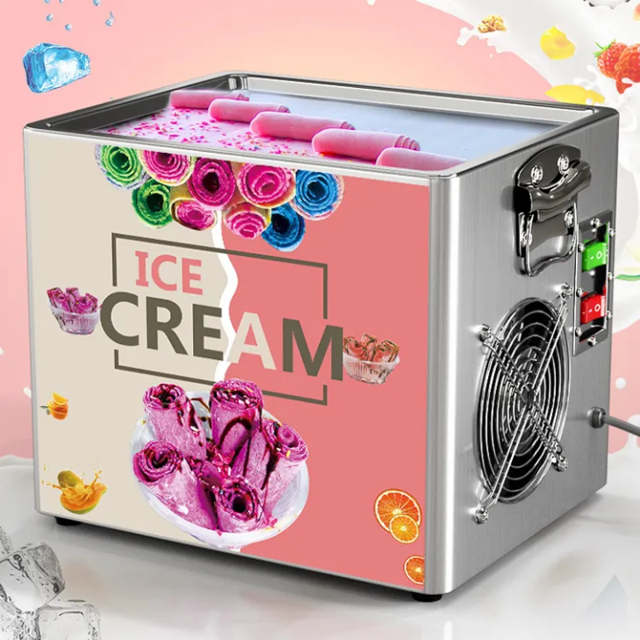 Stainless steel Flat Pan Instant Thailand Rolled Fried Ice cream making machine
