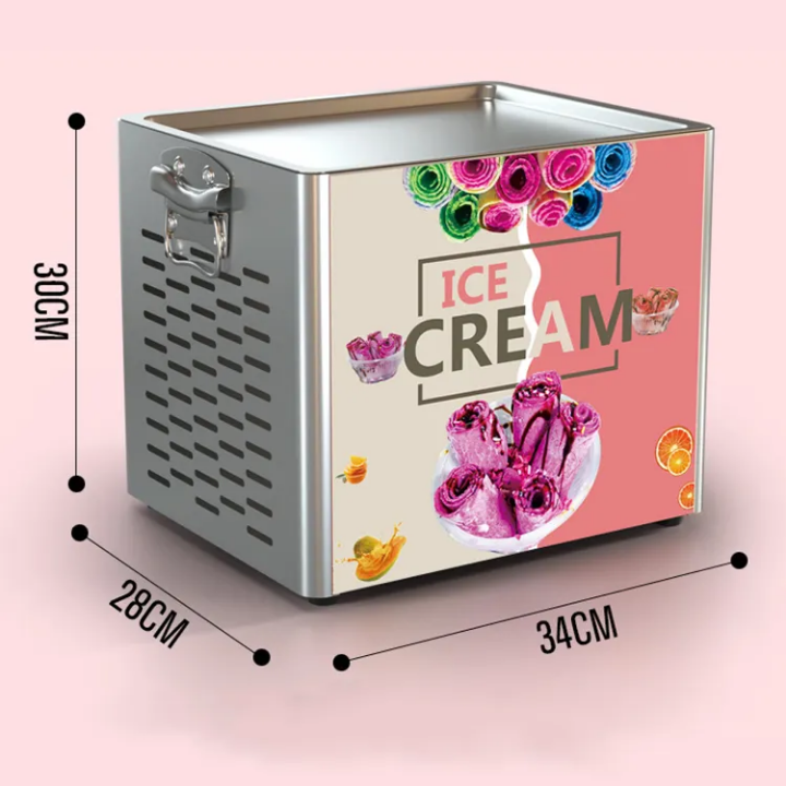 Stainless steel Flat Pan Instant Thailand Rolled Fried Ice cream making machine